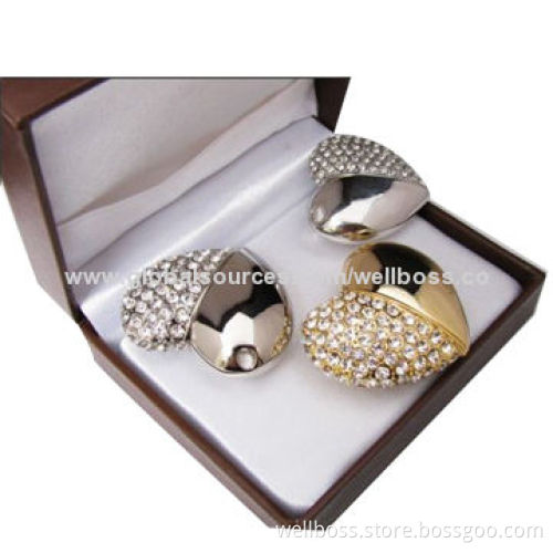 Jewelry Heart-shaped USB with Necklace and Crystal, 1-32GB Gift USB Factory Price for Promotion